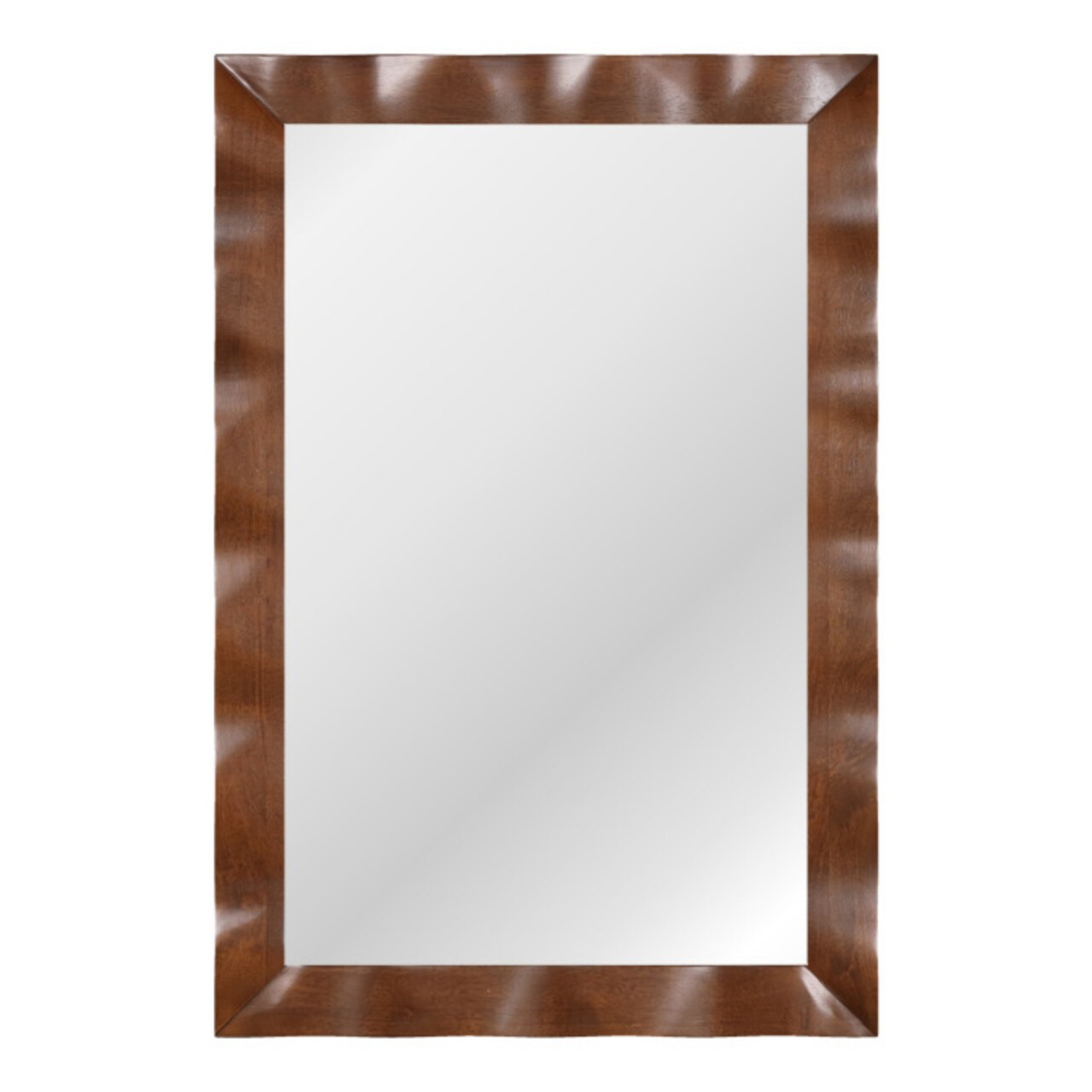 Rubberwood Framed Rectangle Wall Mirror with MDF Backing, Farmhouse Decorative Vanity Mirror, Horizontal or Vertical Mount